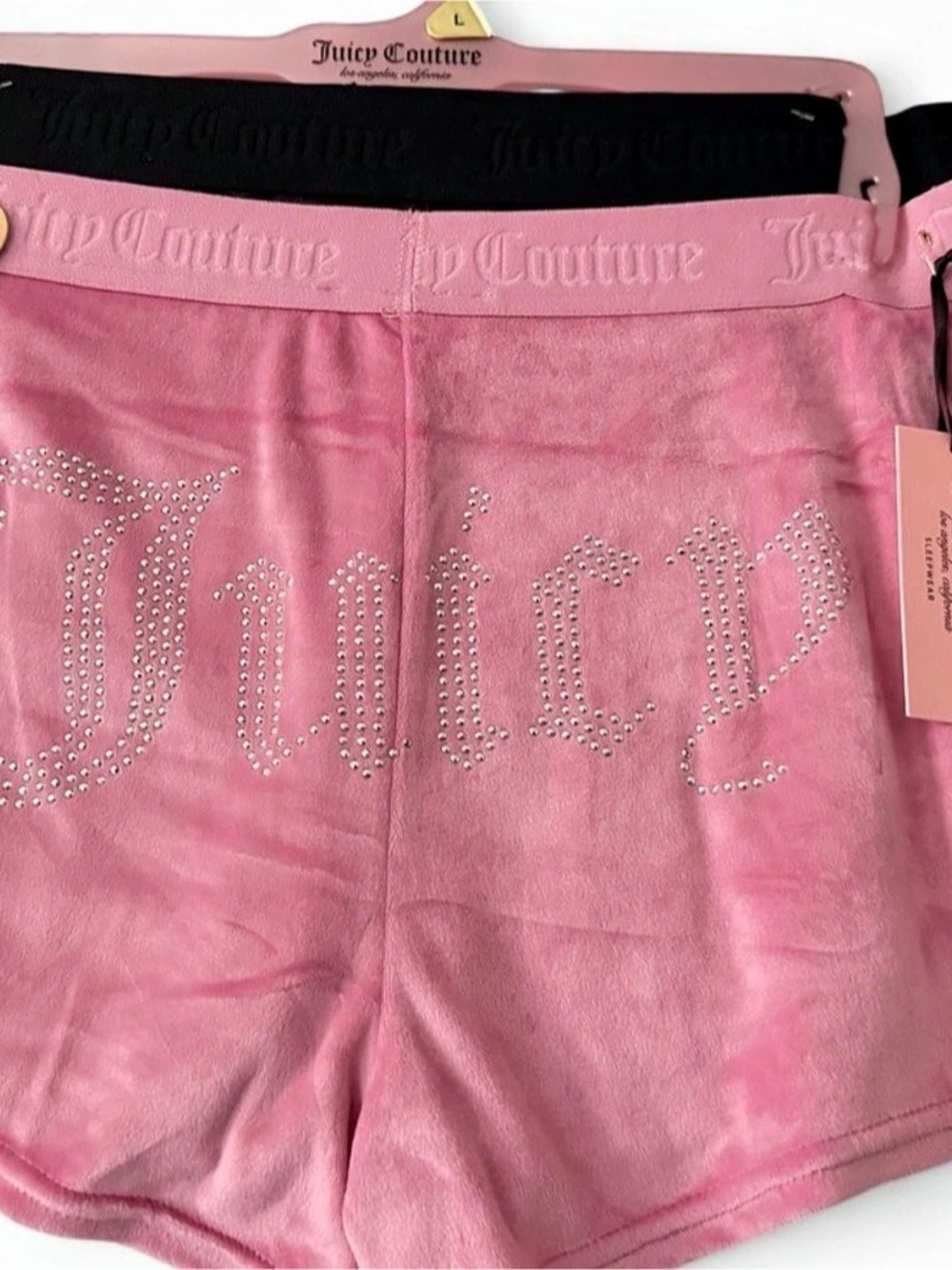 Juicy Couture Velour Sleep Shorts 2-Pack Pink & Black Large